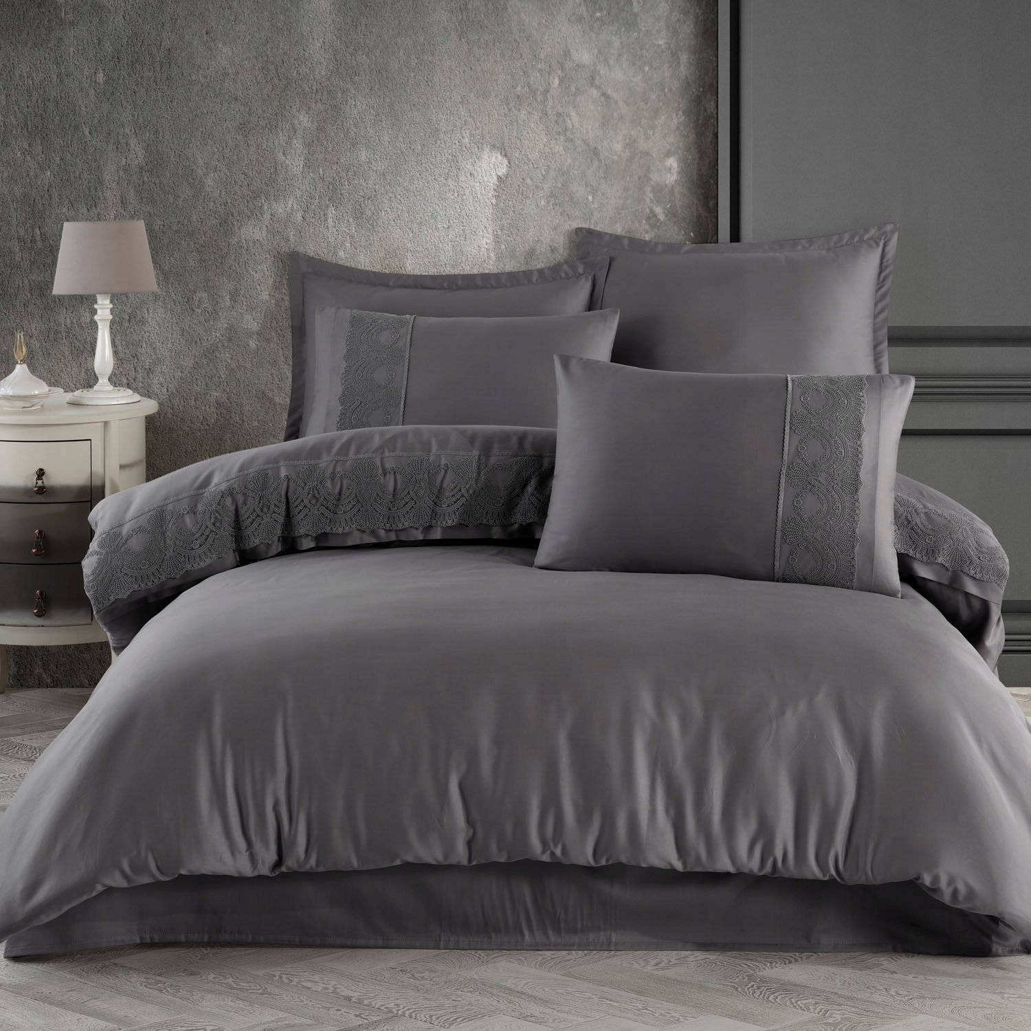 Posteľná Bielizeň bavlnená saténová stielka s gipiúrou(P) Valinor 6/220x200 Guipure