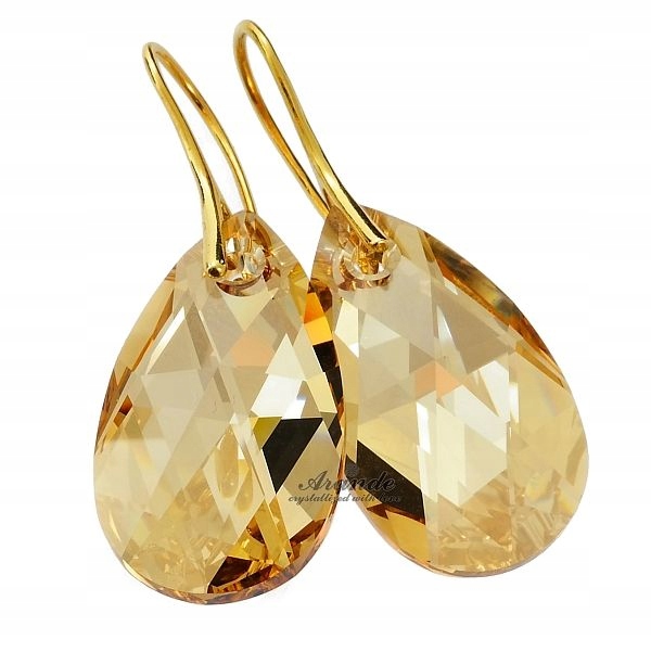 Krystaly Náušnice Golden Zlaté Stříbro