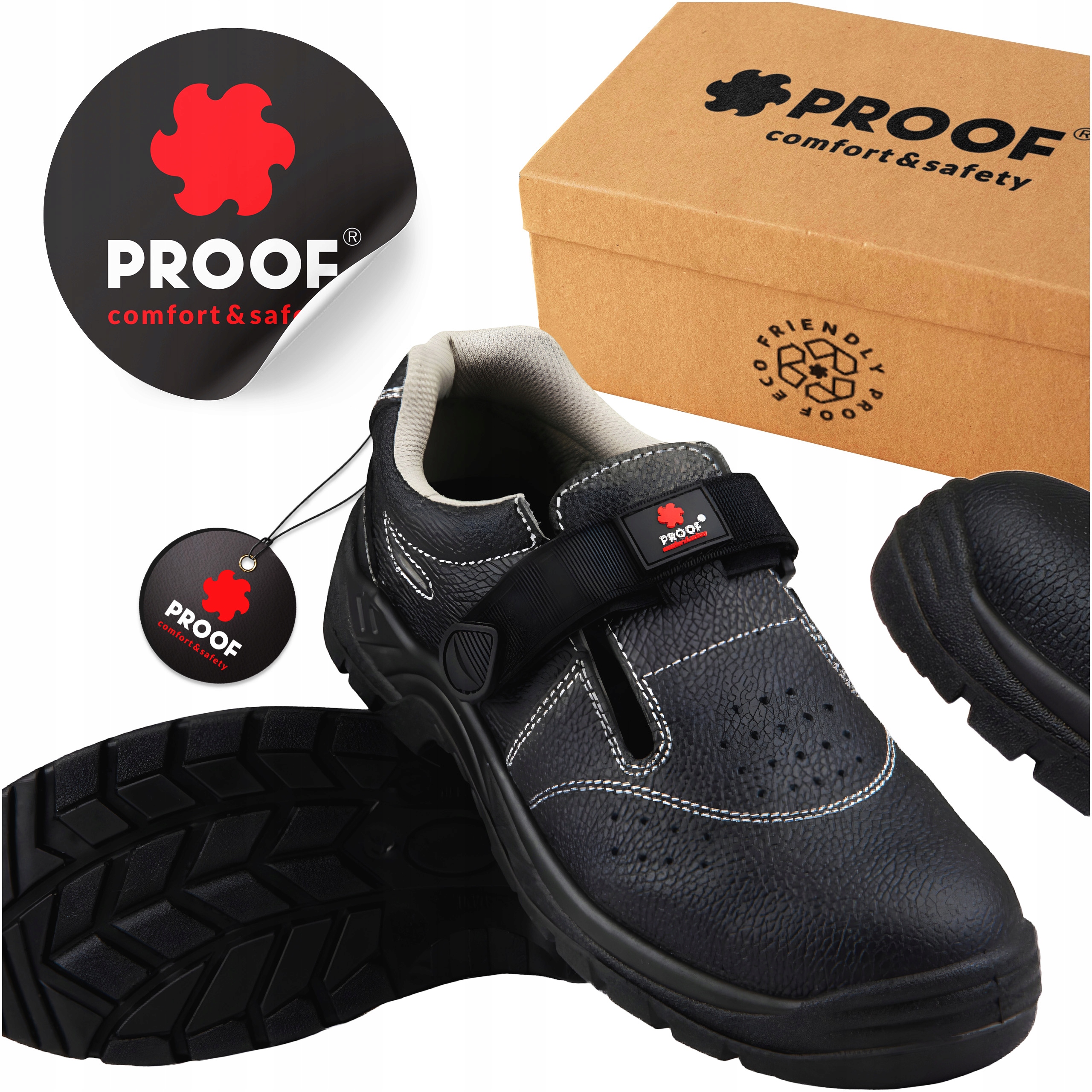 Buty Męskie Ochronne Robocze obuwie Bhp Sandały Skóra Proof Stark r. 43