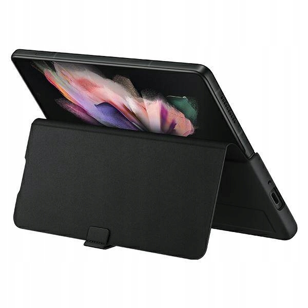 Samsung Leather Flip Cover Czarny do Z Fold3 5G Skóra Naturalna