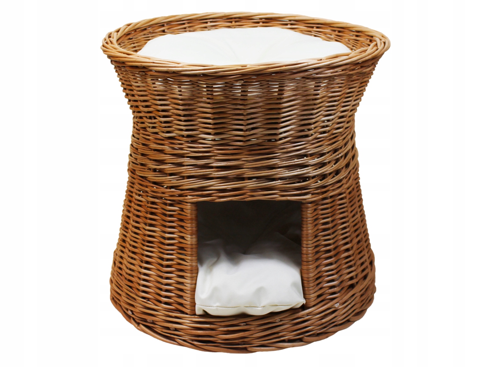 Levně Proutěná budka s pelíškem – Domeček pelíšek z proutí – Polštáře ecru