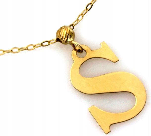 Zlatý náhrdelník 585 s iniciálou s písmenem S r45, módní vzor na dárek 14k