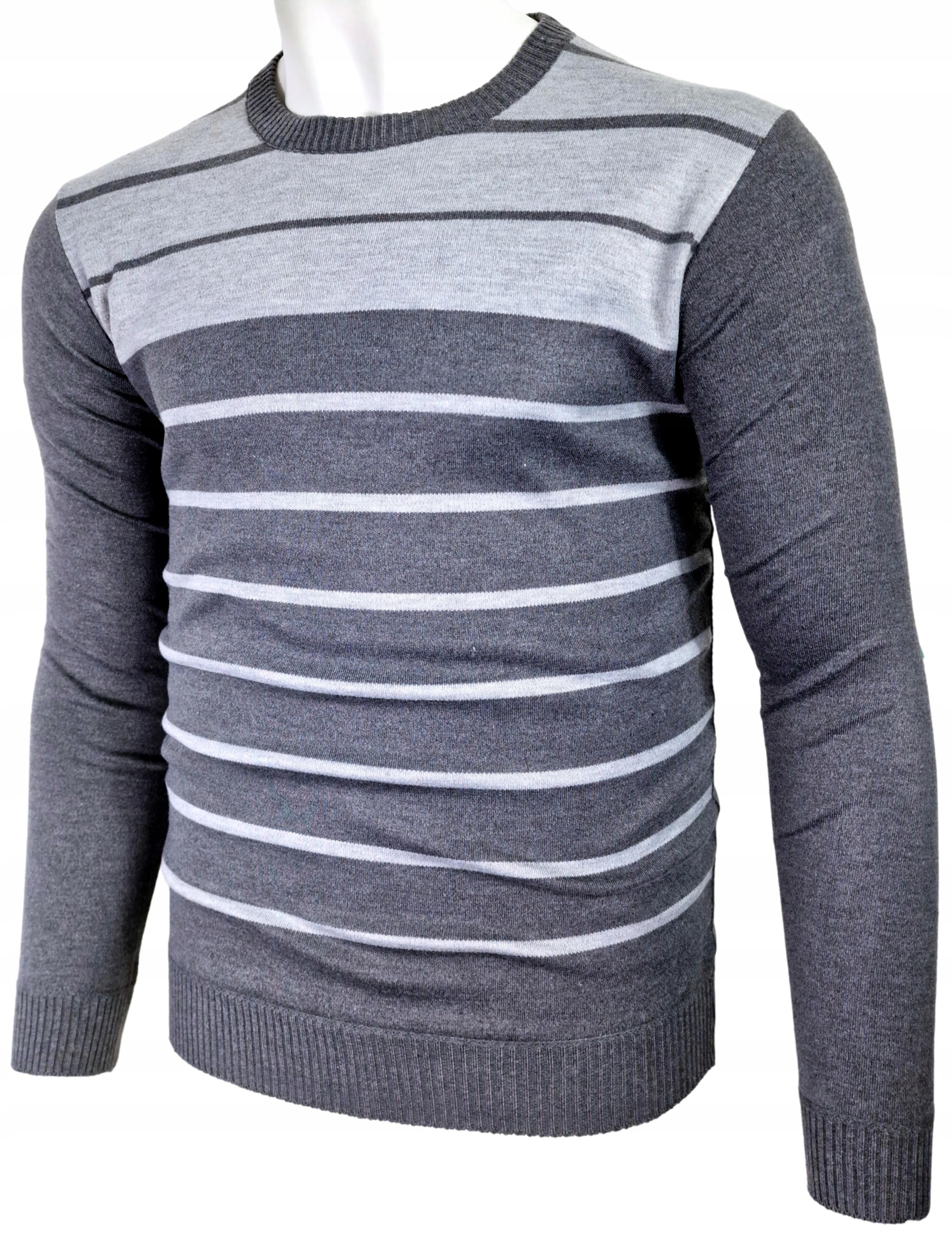 SWETER MĘSKI Z DODATKIEM WEŁNY _ O46 PASKI r. XL Rozmiar XL