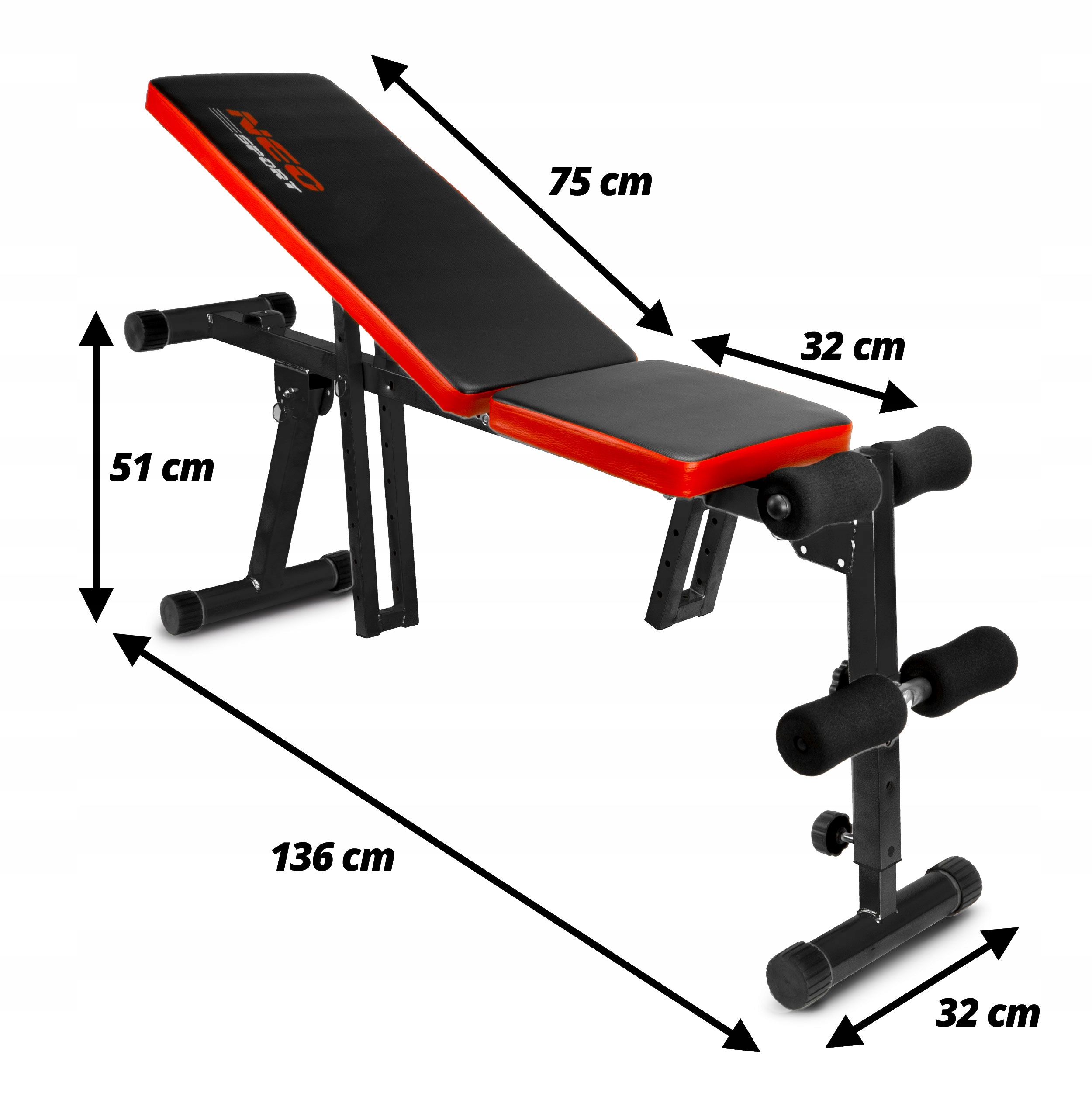 ЛАВА ДЛЯ ТРЕНУВАНЬ NEOSPORT NS03 BENCH Додаткові особливості нековзні ручки складна регульована висота