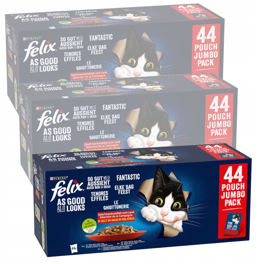 Levně Felix Fantastické Mokré Krmivo Pro Kočky Venkovské příchutě v želé 132 x 85 g