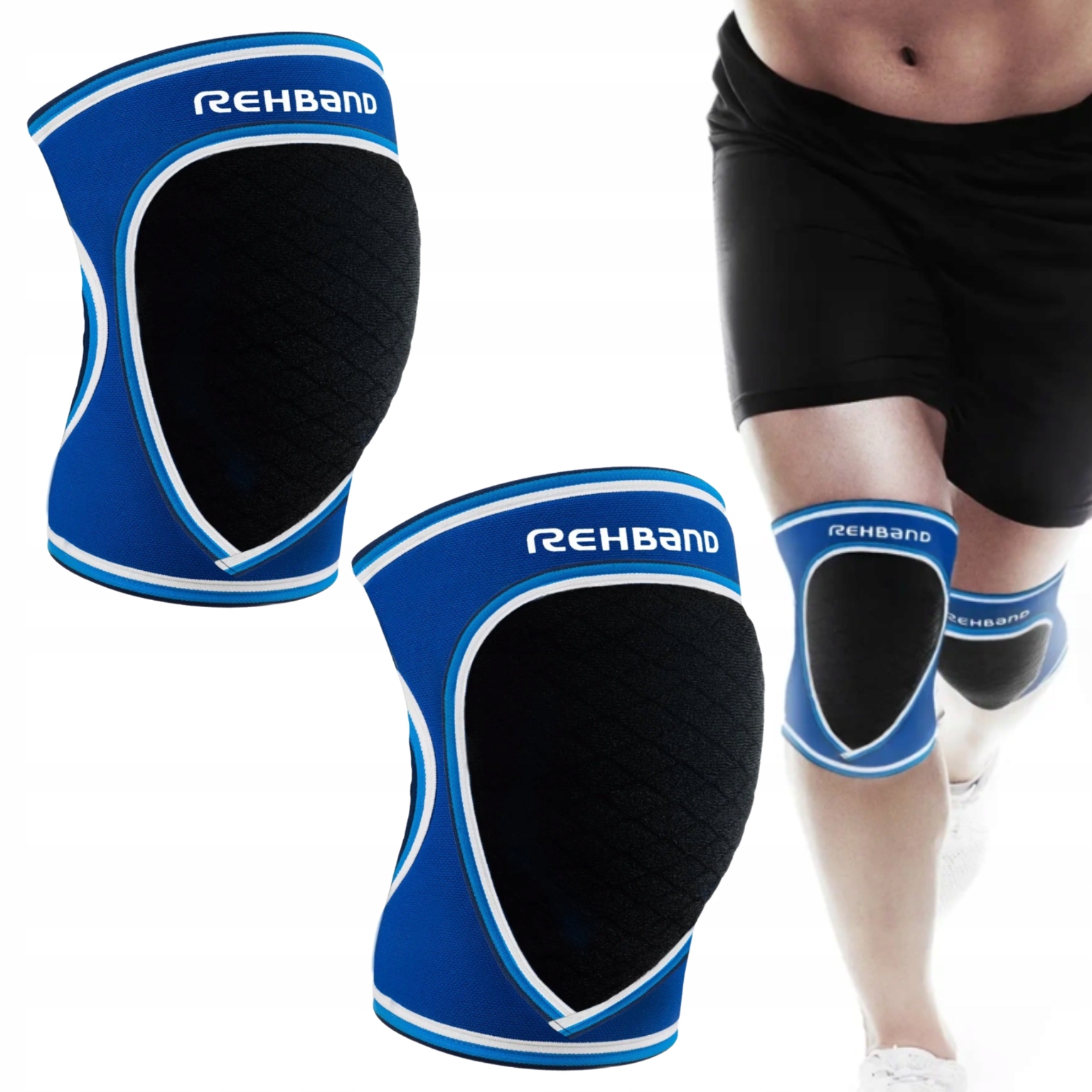 Pásek stabilizátor kolena Rehband Prn 5mm Modrý Set 2 ks vel. L