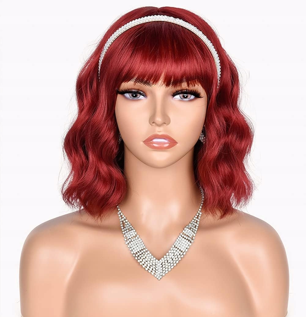 Krátká kaštanová paruka s vlnitým cosplayem Halloween party