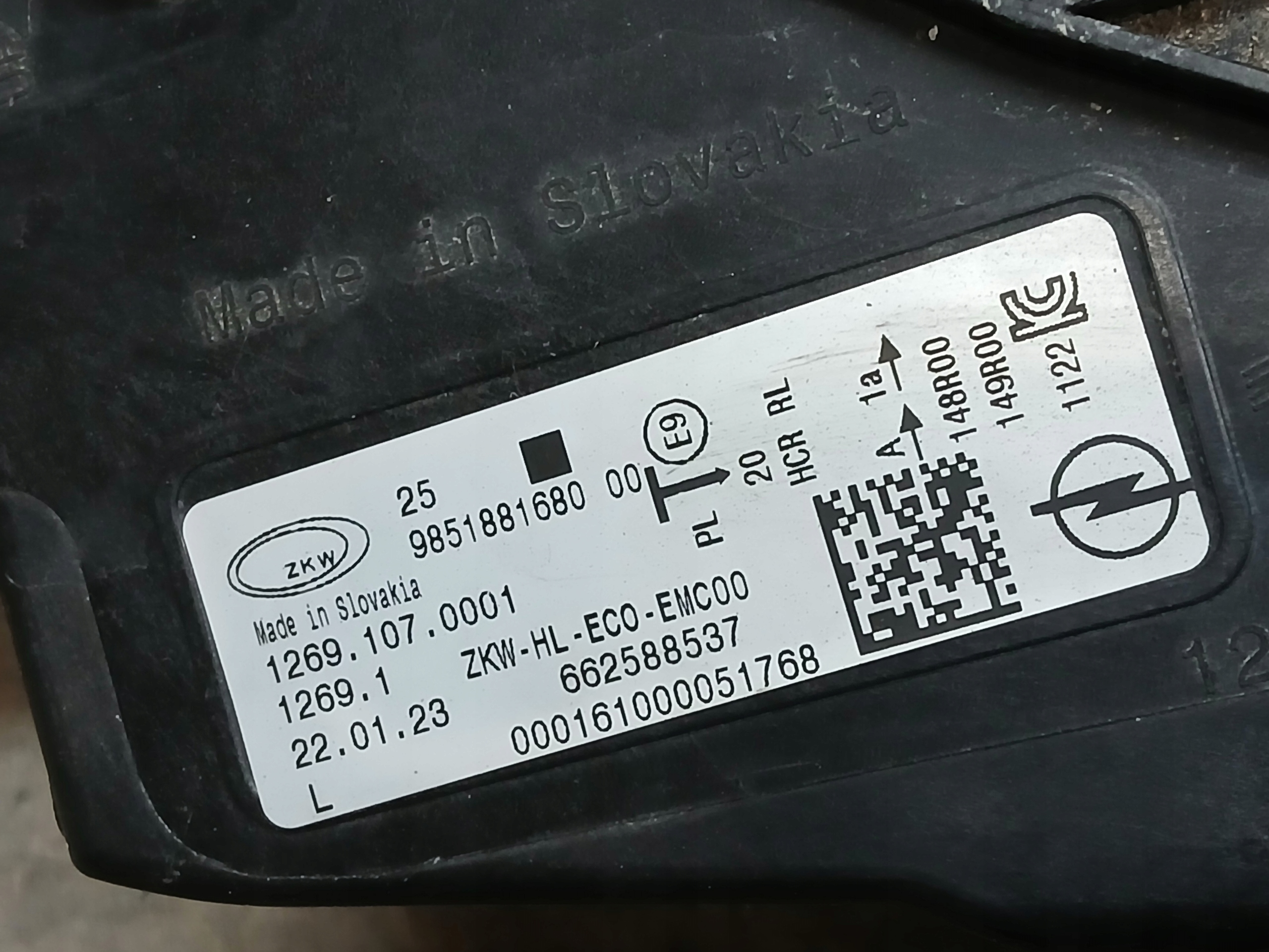 light front left OPEL ASTRA L VI 6 FULL LED 9851881680