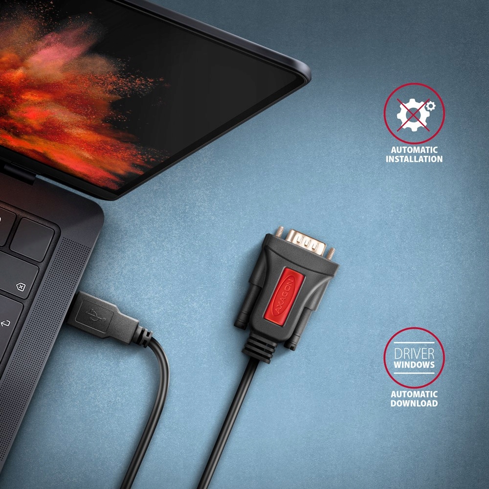 Axagon ADS-1PSN adapter z USB na RS232 chipset Prolific Zastosowanie USB, FireWire