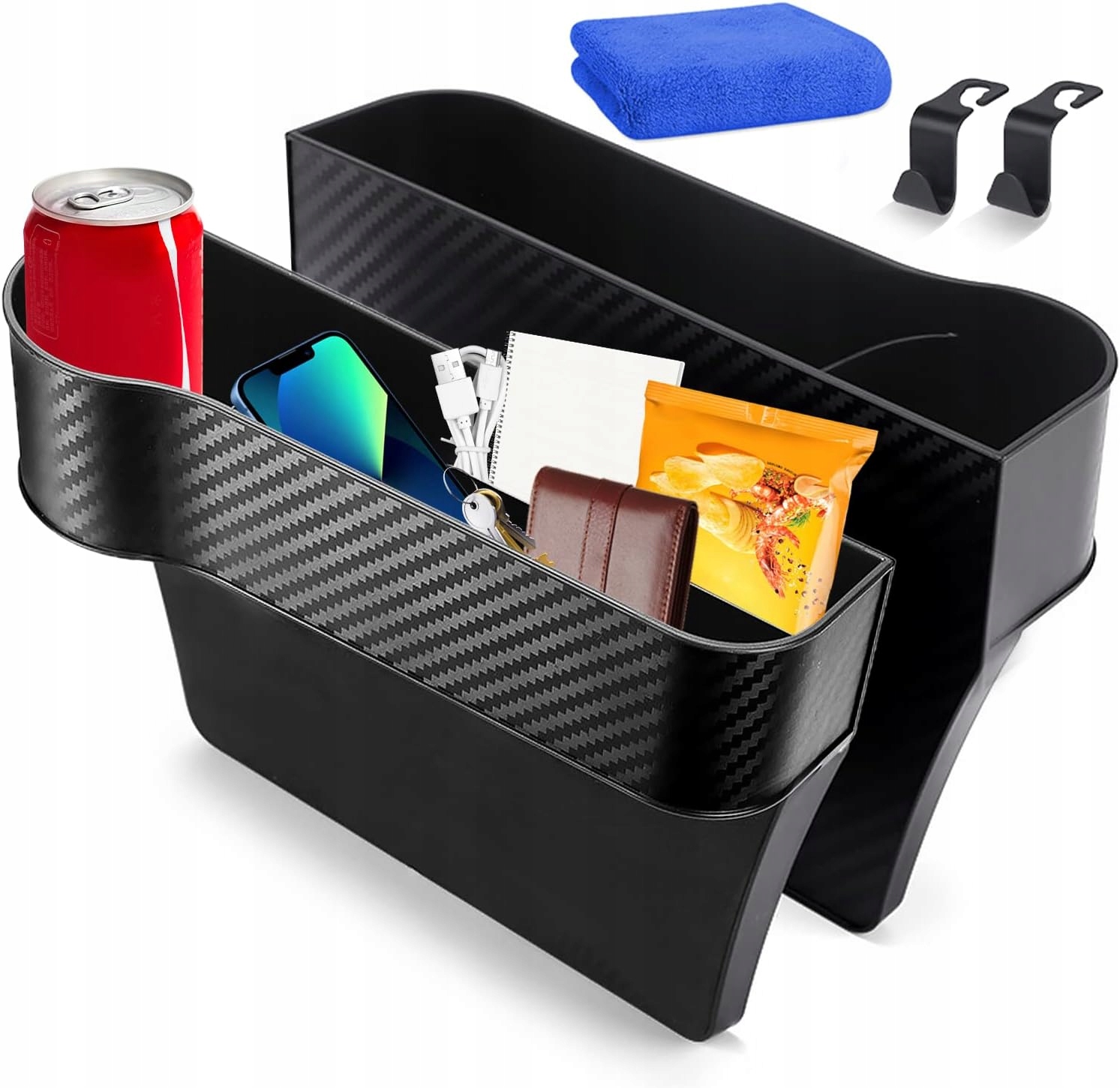 Schowek Samochodowy Między Fotel Organizer Szczelinowy Zestaw 2 Sztuki