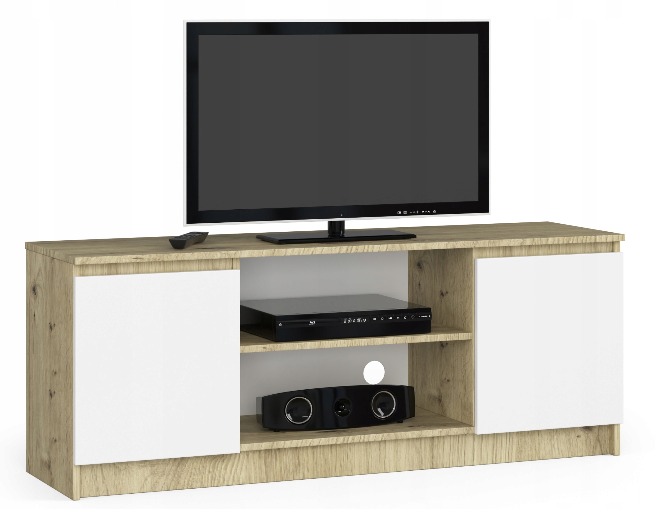 Skriňa Rtv stolík 2D1P 140 cm artisan-biela komoda Akd