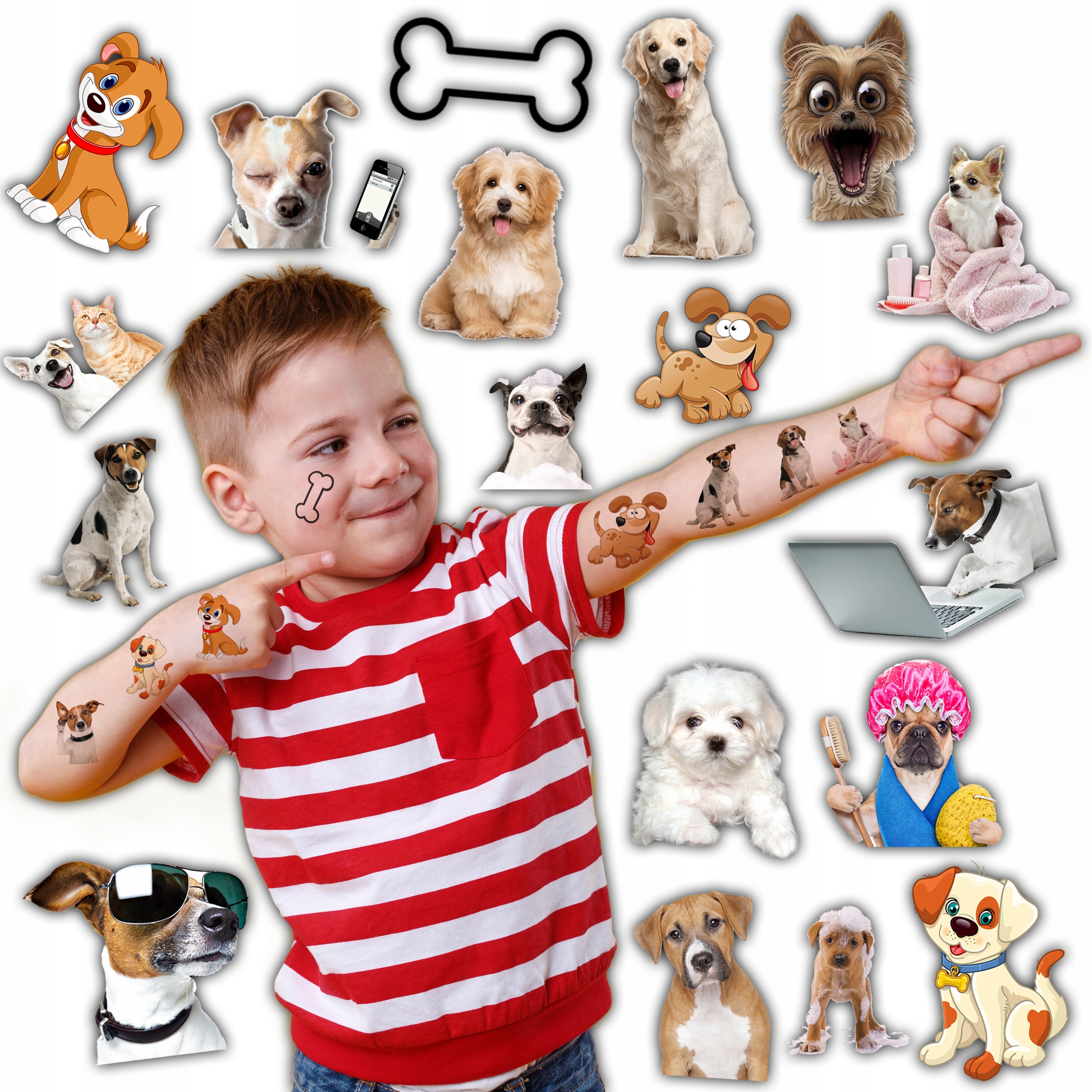 TATUAŻE ZMYWALNE PSY PIESKI - WIELE WZORÓW