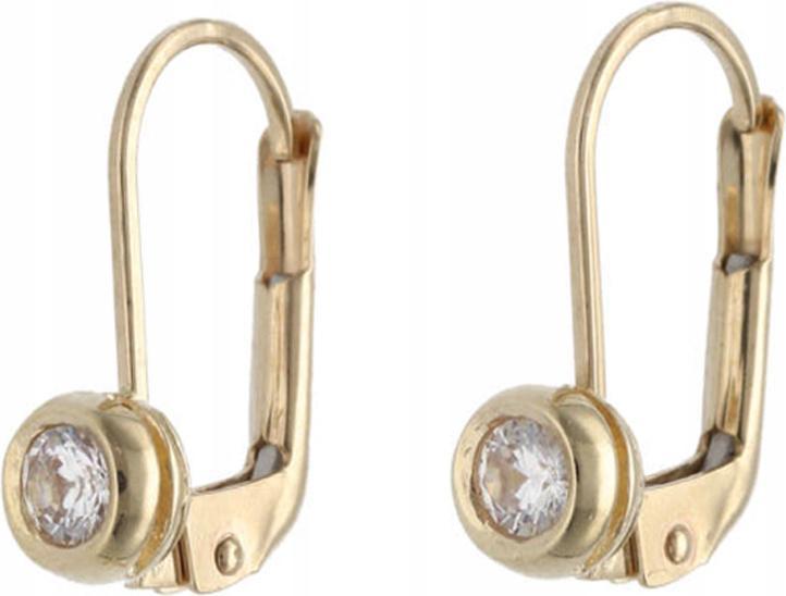 Zlaté náušnice 585 oválné zirkony bílé elegantní vzor pro ni dárek