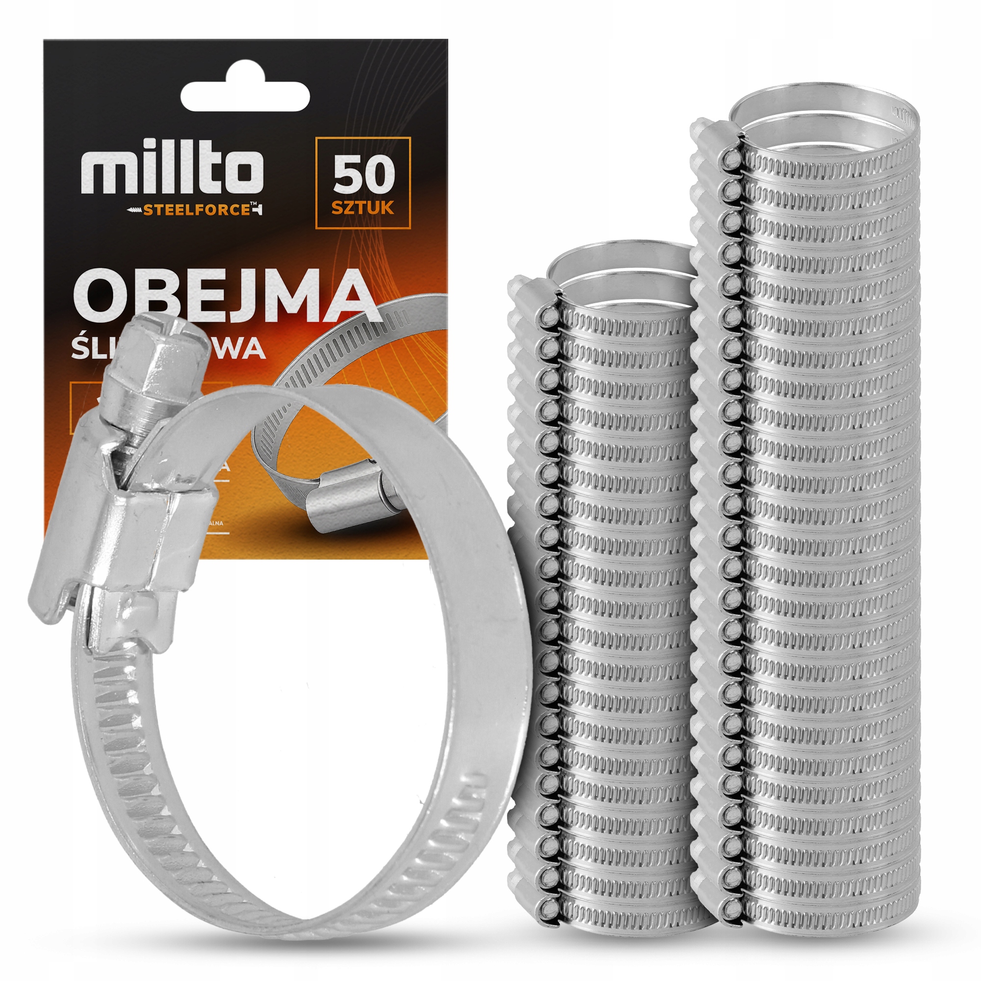 50x Opaska Zaciskowa Metalowa 25-40 Cybant Obejma Ślimakowa Skręcana S Nq-m