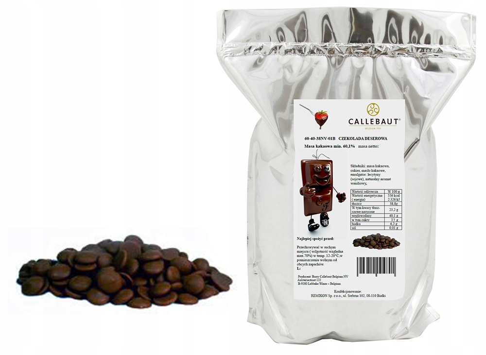 Czekolada Callebaut Deserowa ciemna gorzka do fondue 60% kakao 1 kg