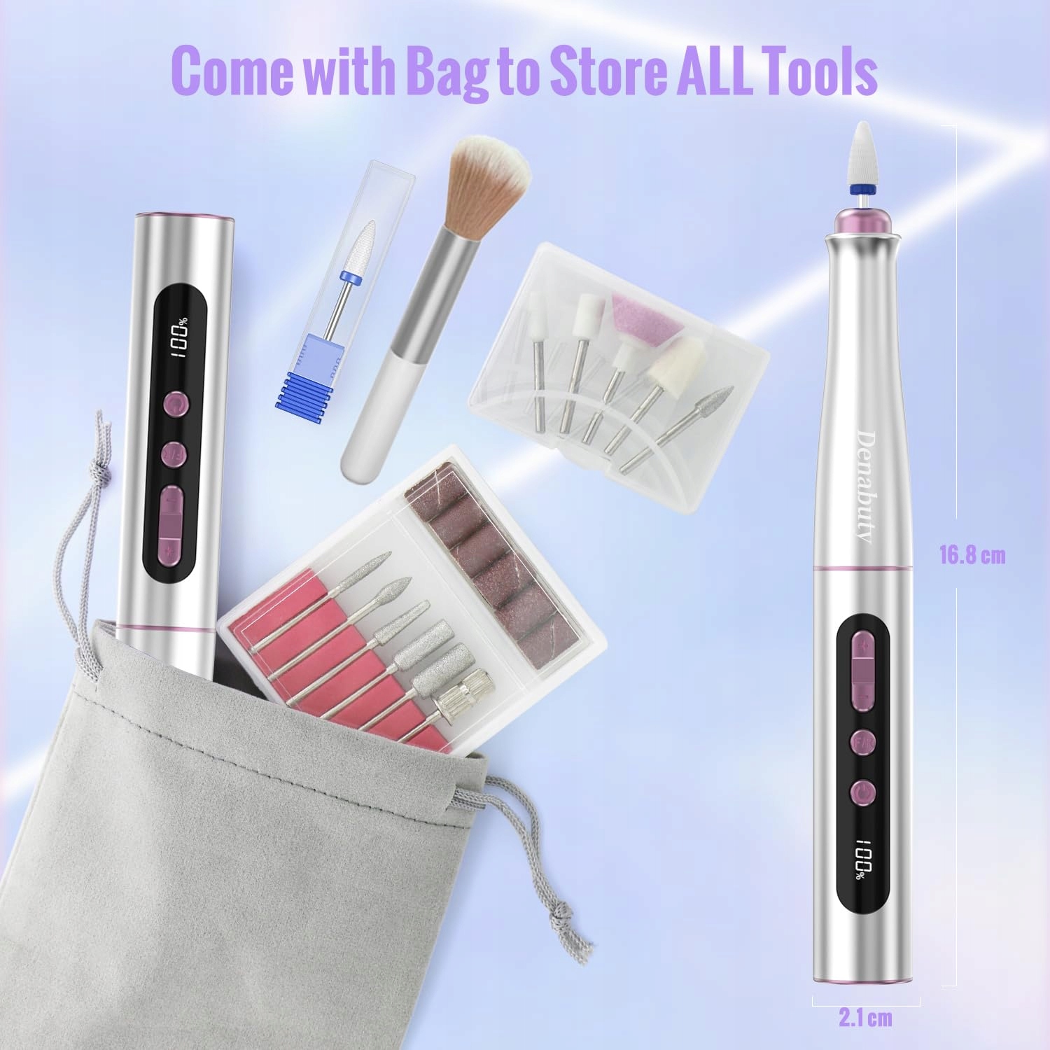 DENABUTY 13w1 Bezprzewodowa Frezarka 35000 obr/min Manicure Pedicure — miniatura 7