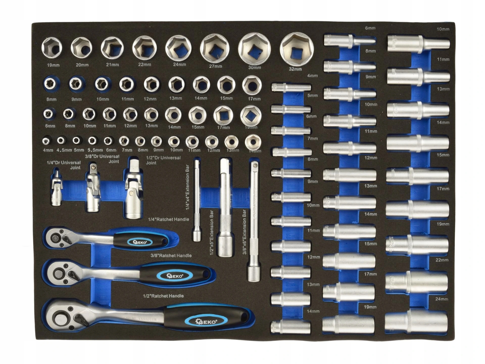 Modul račňová sada 1/4", 3/8" a 1/2", 80 ks