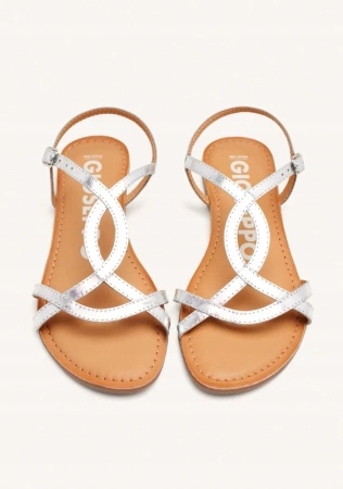 Sandały damskie Gioseppo Lamim ze skóry naturalnej na płaskim obcasie