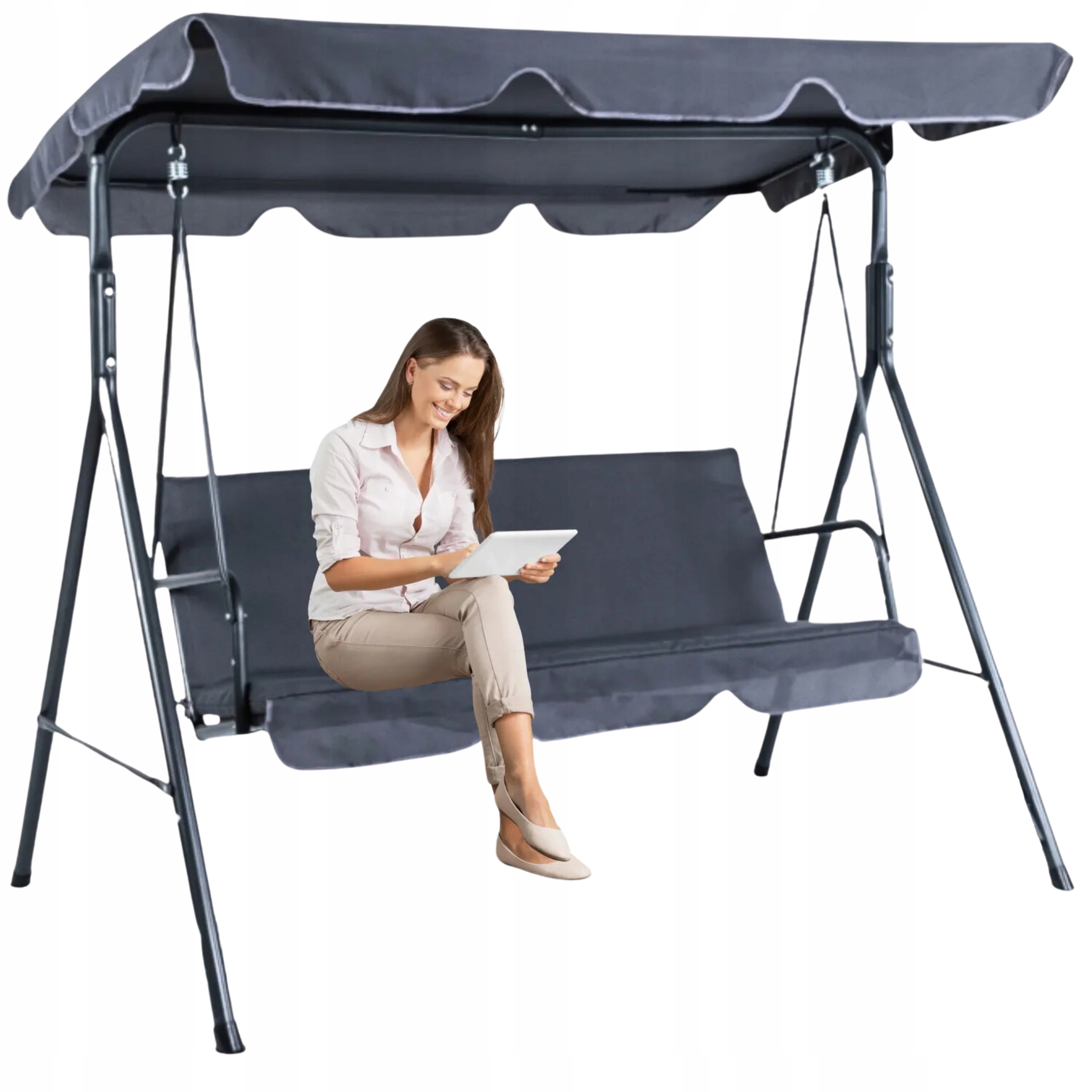 3-miestna záhradná hojdačka Hojdacia lavička Moderná 170x110 Šedá