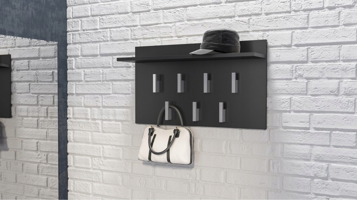 WIESZAK PÓŁKA 2F CZERŃ MAT PRZEDPOKÓJ 7 WIESZAKÓW Marka inna