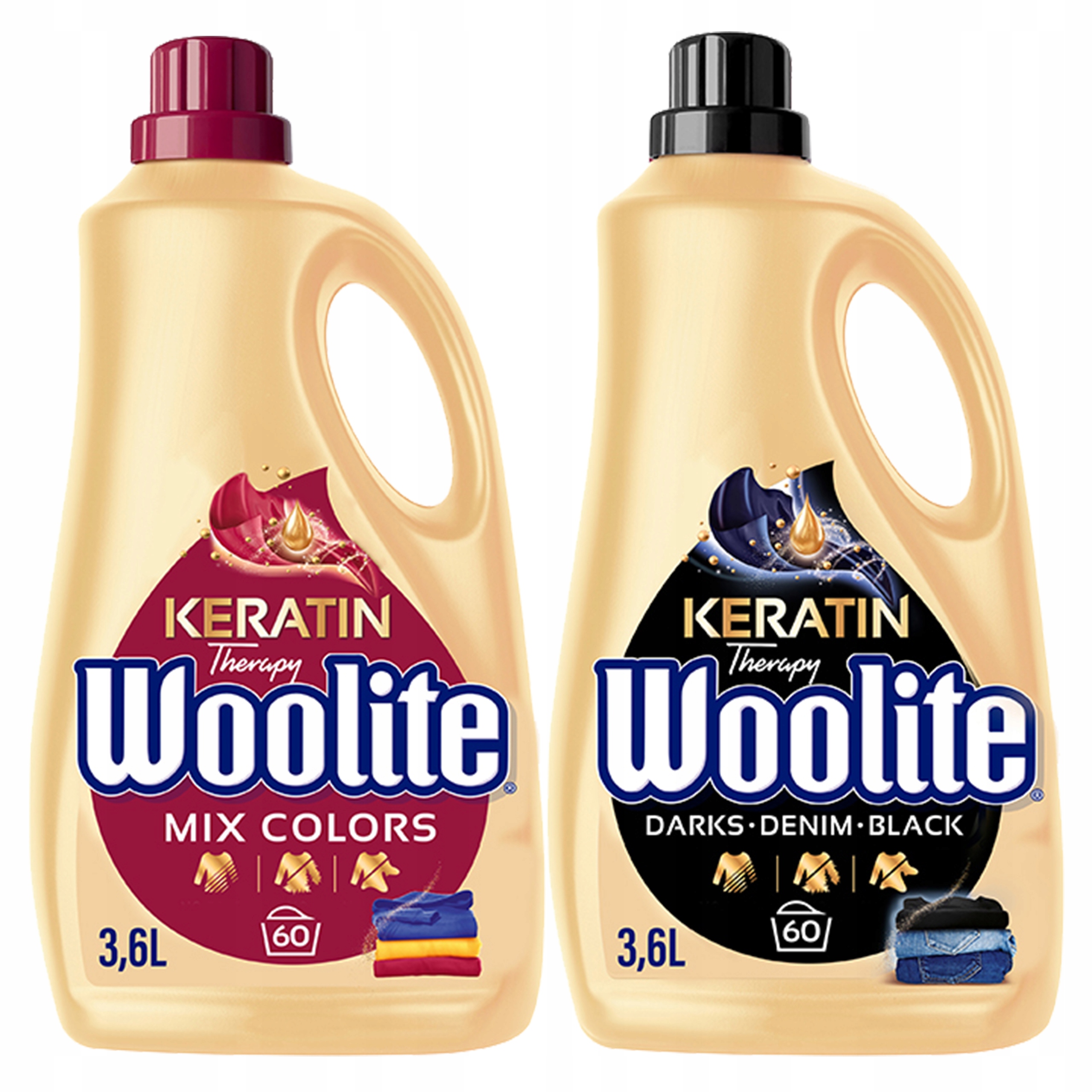 Levně Woolite Set MIX Tekutý Prací Prostředek Na Černé Prádlo A Barvu S Keratinem 2X 3.6L