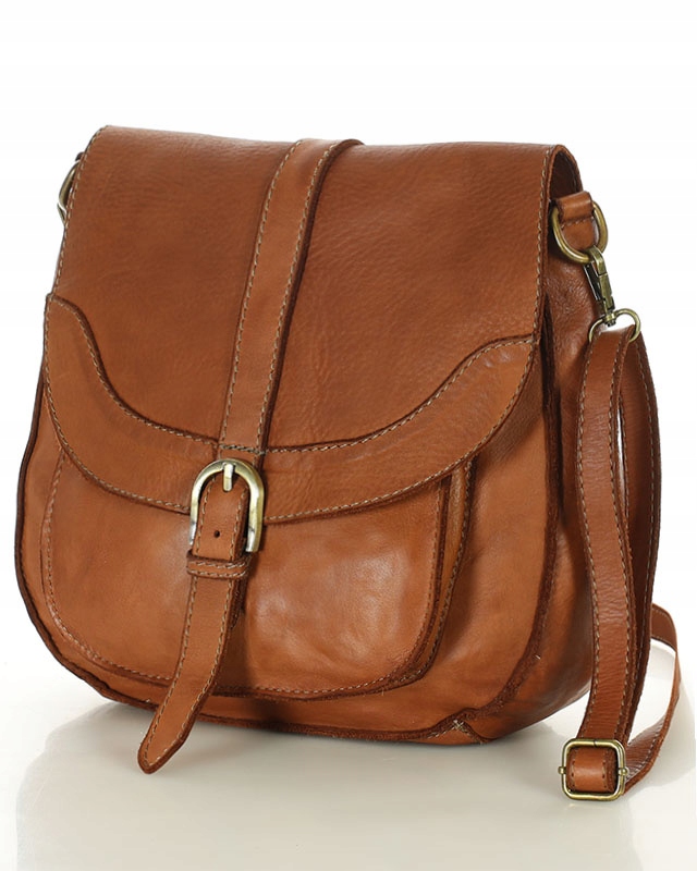 Listonoszka Ze Skóry Naturalnej torebka przez ramię Marco Mazzini camel