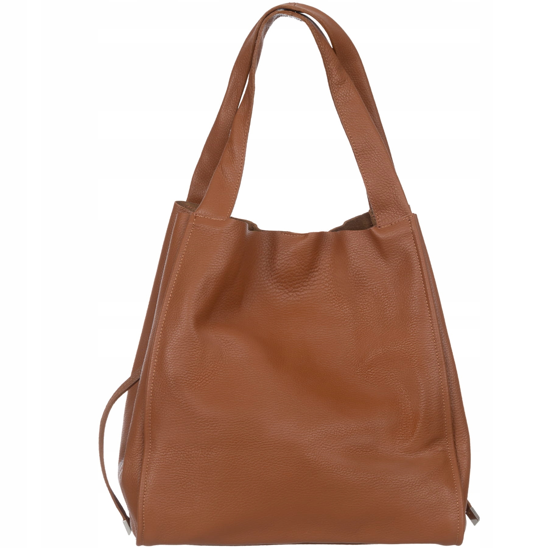 VERA PELLE torebka damska skórzana shopper duża z saszetką TAUPE Materiał dominujący skóra naturalna