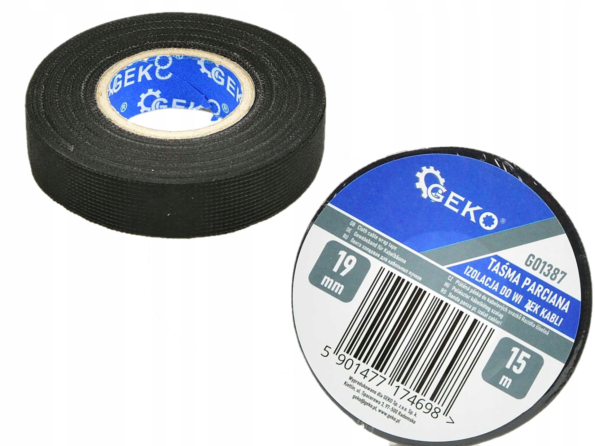 TAŚMA PARCIANA IZOLACYJNA KABLE WIĄZKI 19MM X 25M WEŁNA PET ELASTYCZNA