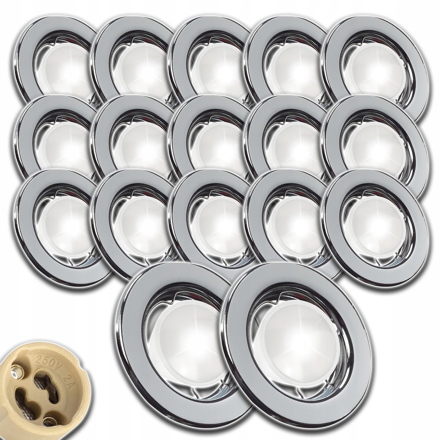 17x Kulaté Stropní Svítidlo S Očkem Pro Montáž Pod Omítku Zásuvka GU10