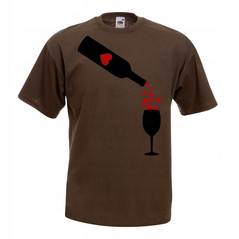 

Koszulka i love wine wino alkohol XL brązowa
