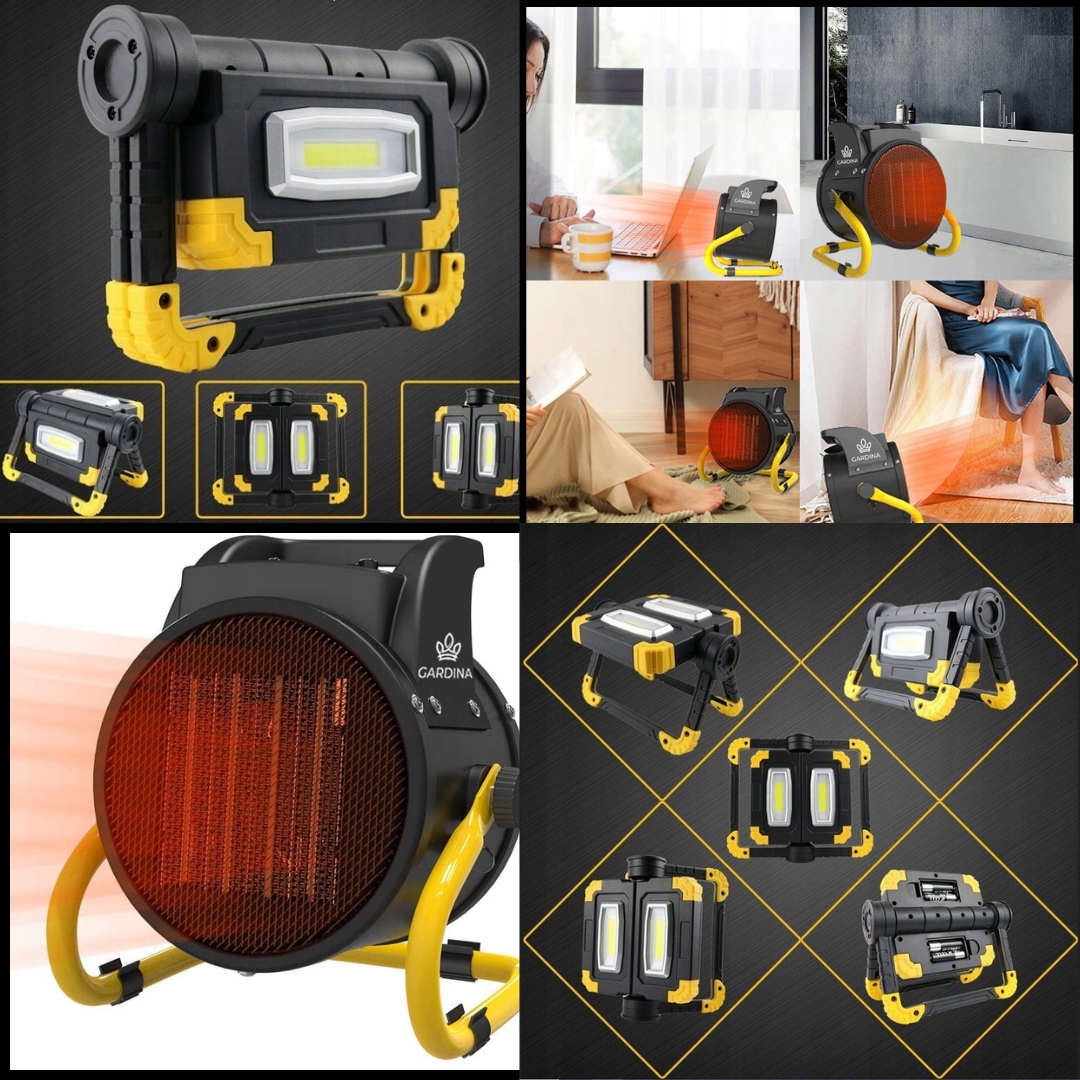 Grzejnik Elektryczny Nagrzewnica 2kW + LAMPA LED Robocza Akumulator USB EAN (GTIN) 5905567360770