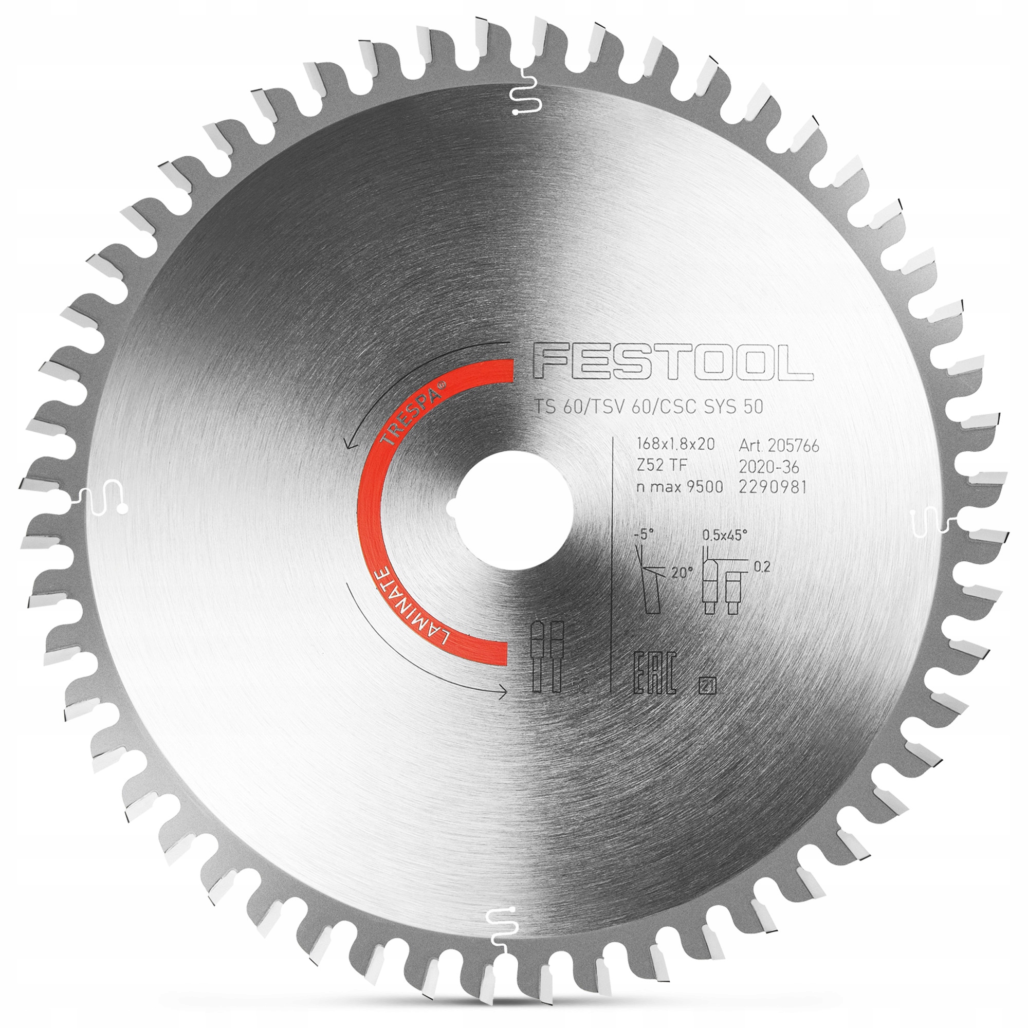 Pilový kotouč pro ponorné pily 168 mm Kotoučová pila Festool 205766 TF52 Zuby