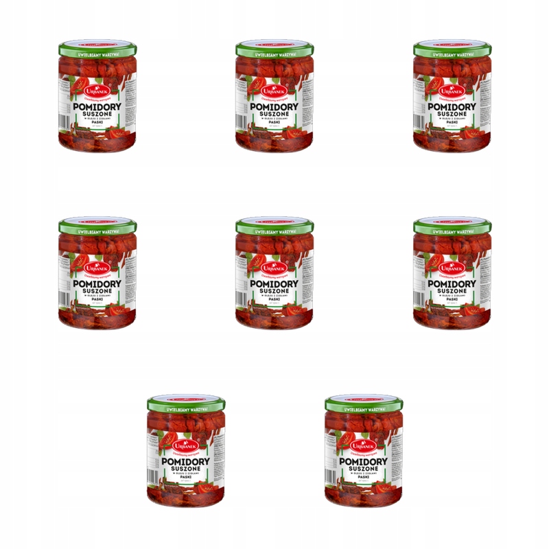 Pomidory suszone w oleju z ziołami paski 480g/320g Urbanek X8