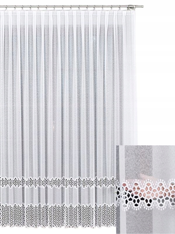 Záclony na markýze Záclona Bílá Obývací pokoj Kuchyně s páskou s270x250