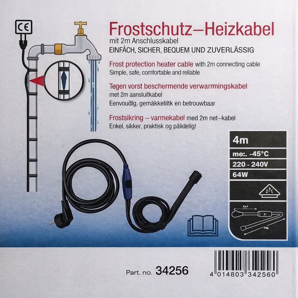 Topný kabel 4 m s termostatem H