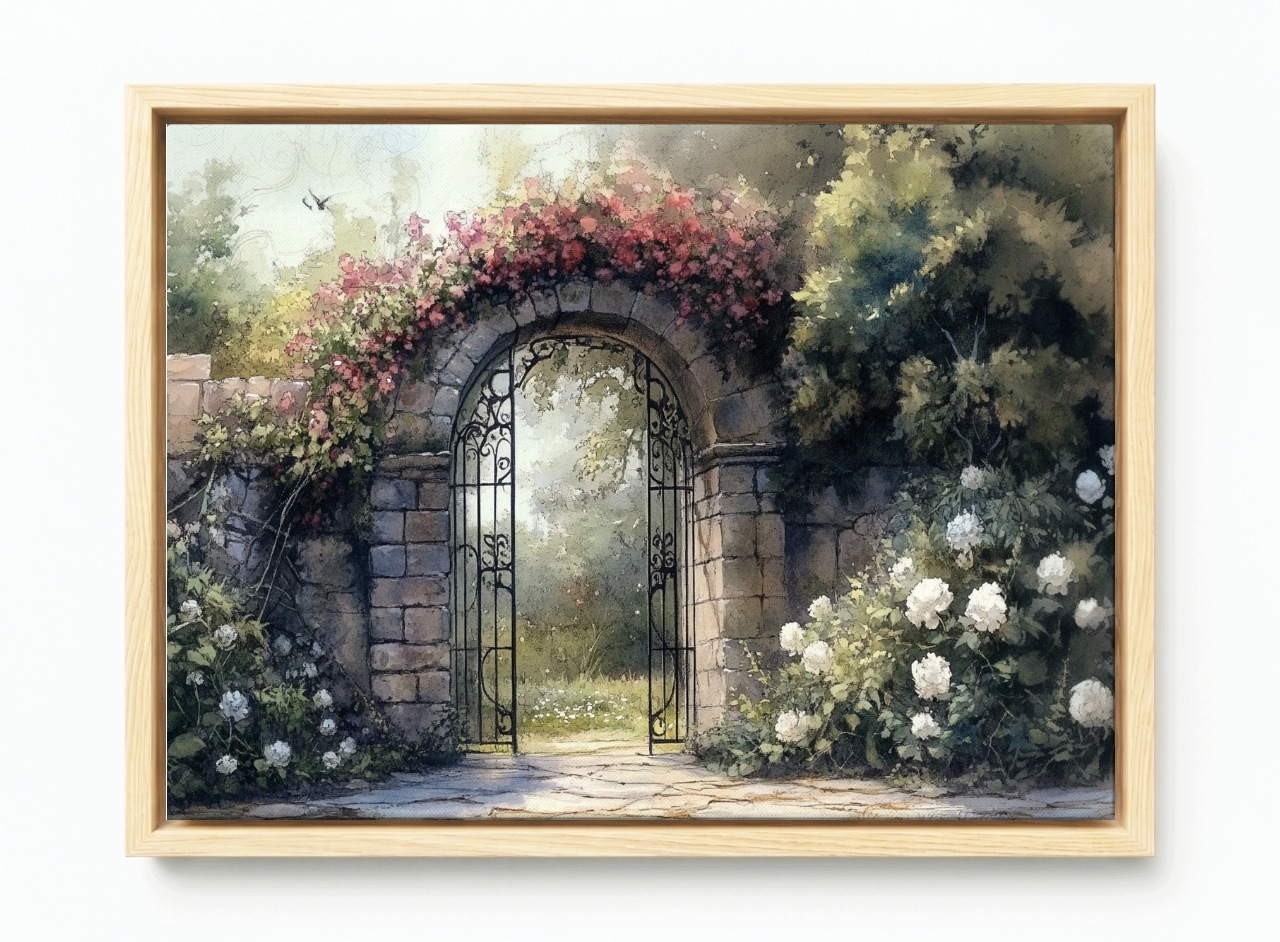 Obraz Rám Americká Krajina Tajemná Zahrada Brána Furtka Květiny 120x80