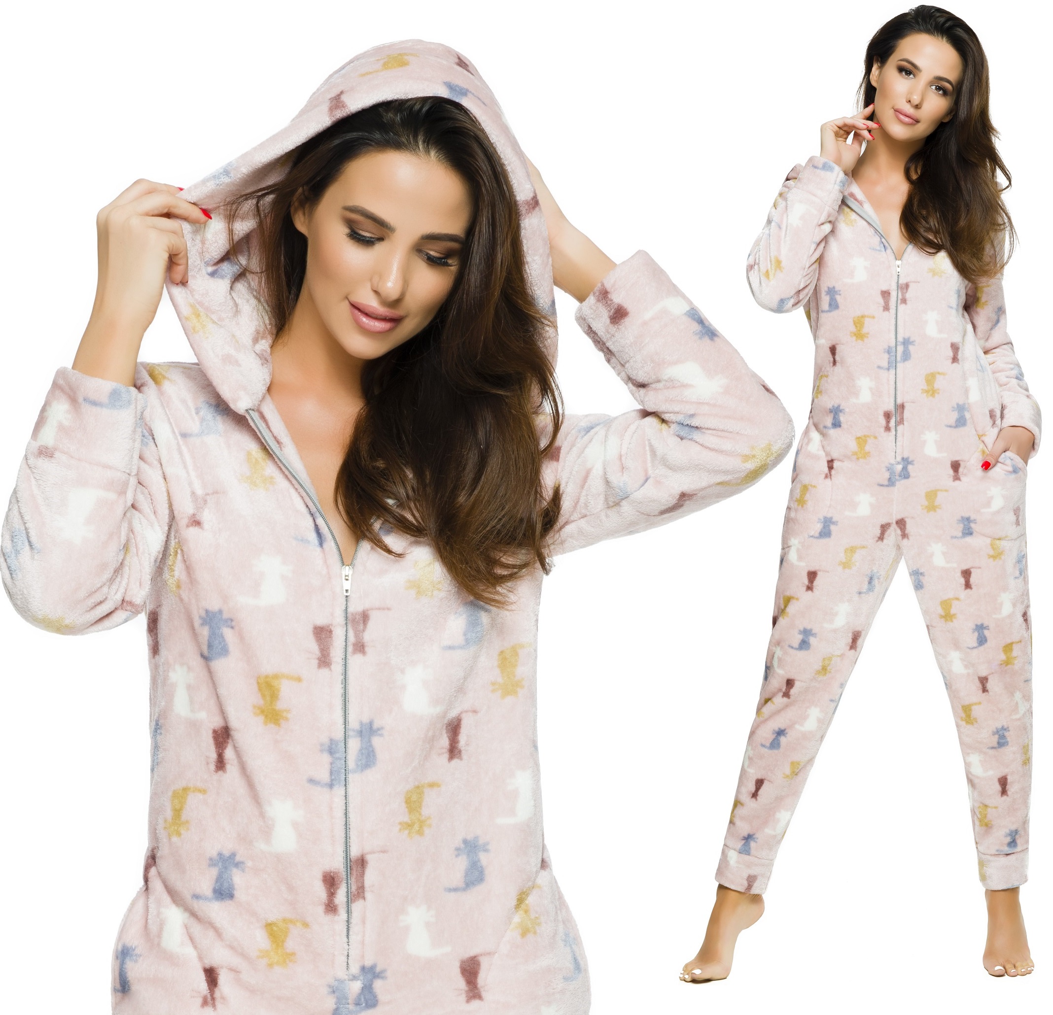 

Piżama Ciepły Kombinezon Kaptur Onesie Pajac L