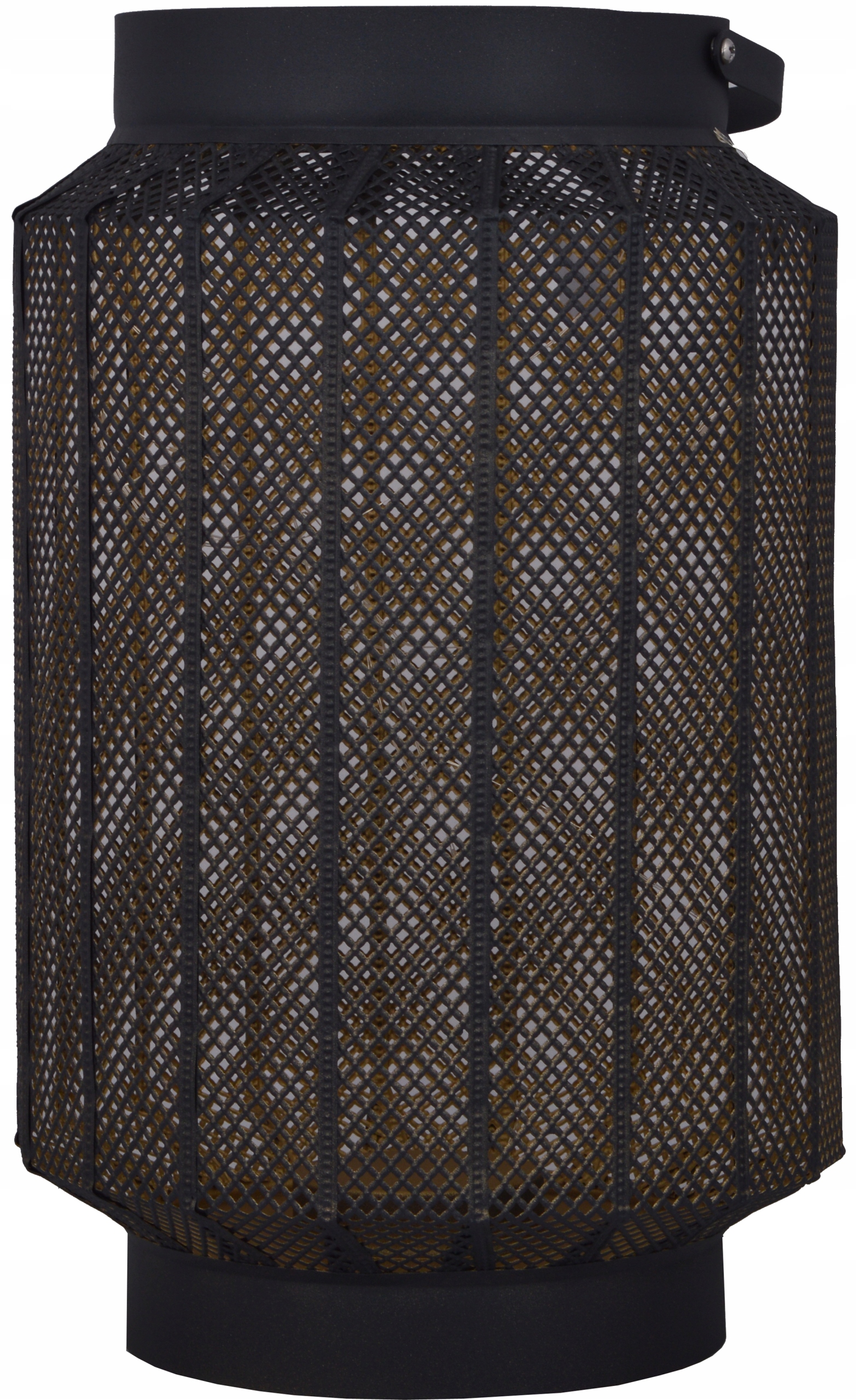 LATARNIA METALOWA CZARNA Z LAMPKAMI LED WIĘKSZA