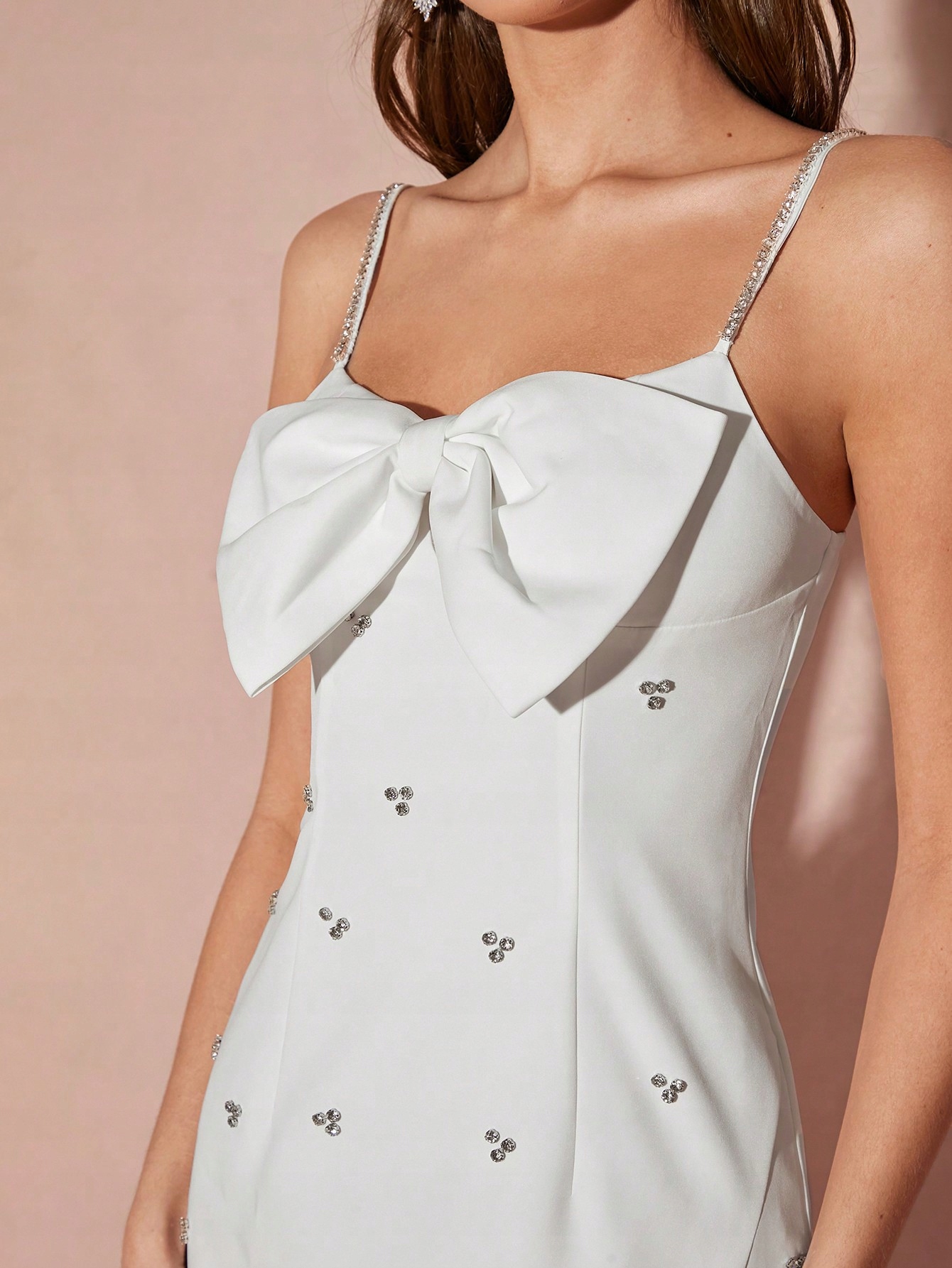 Šaty Elegantní Zdobená Zirkony Na Ramínkách Shein Xs 34