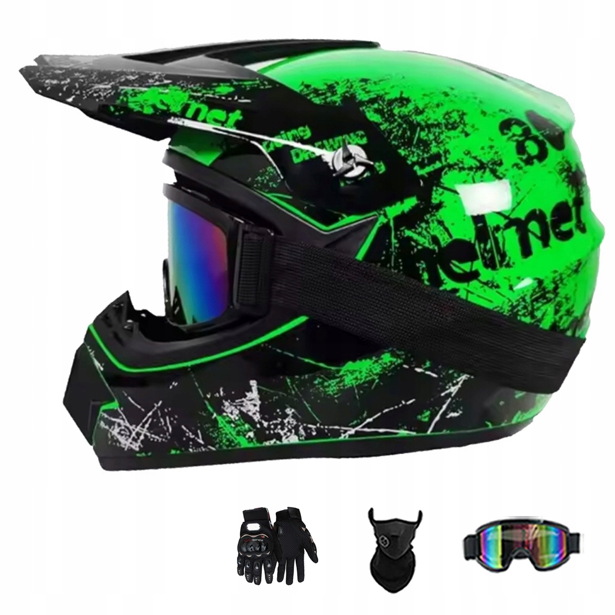 Motocyklová Přilba Lehká Enduro Quada Brýle Rukavice Maska M