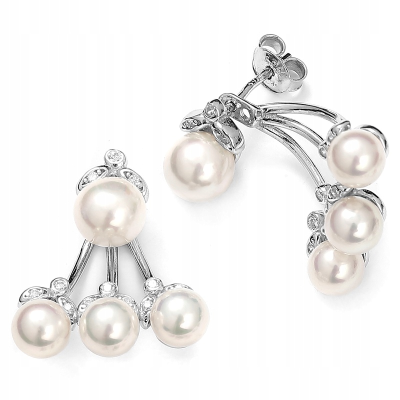 Stříbrné náušnice Rihanki s perličkami a zirkony