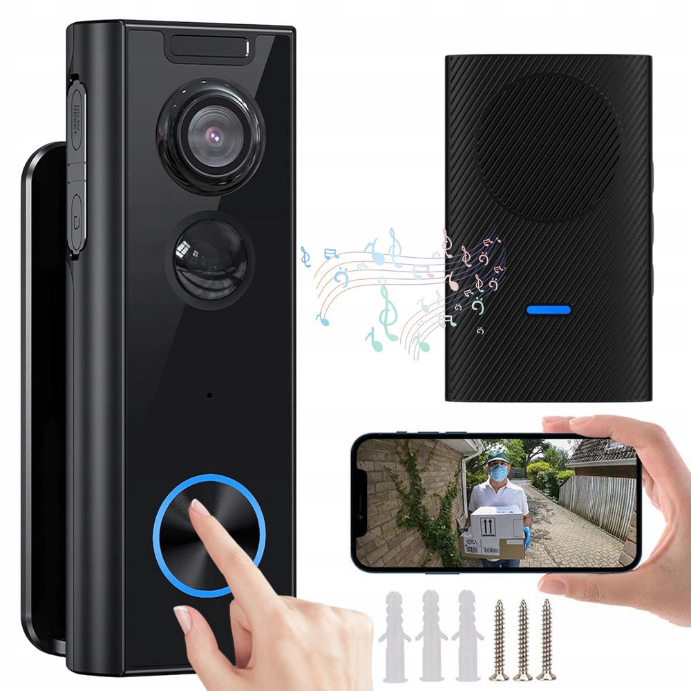 Wifi Videotelefon Bezdrátový Zvonek S Kamerou 4 Mp Smart, Vzdálený Náhled