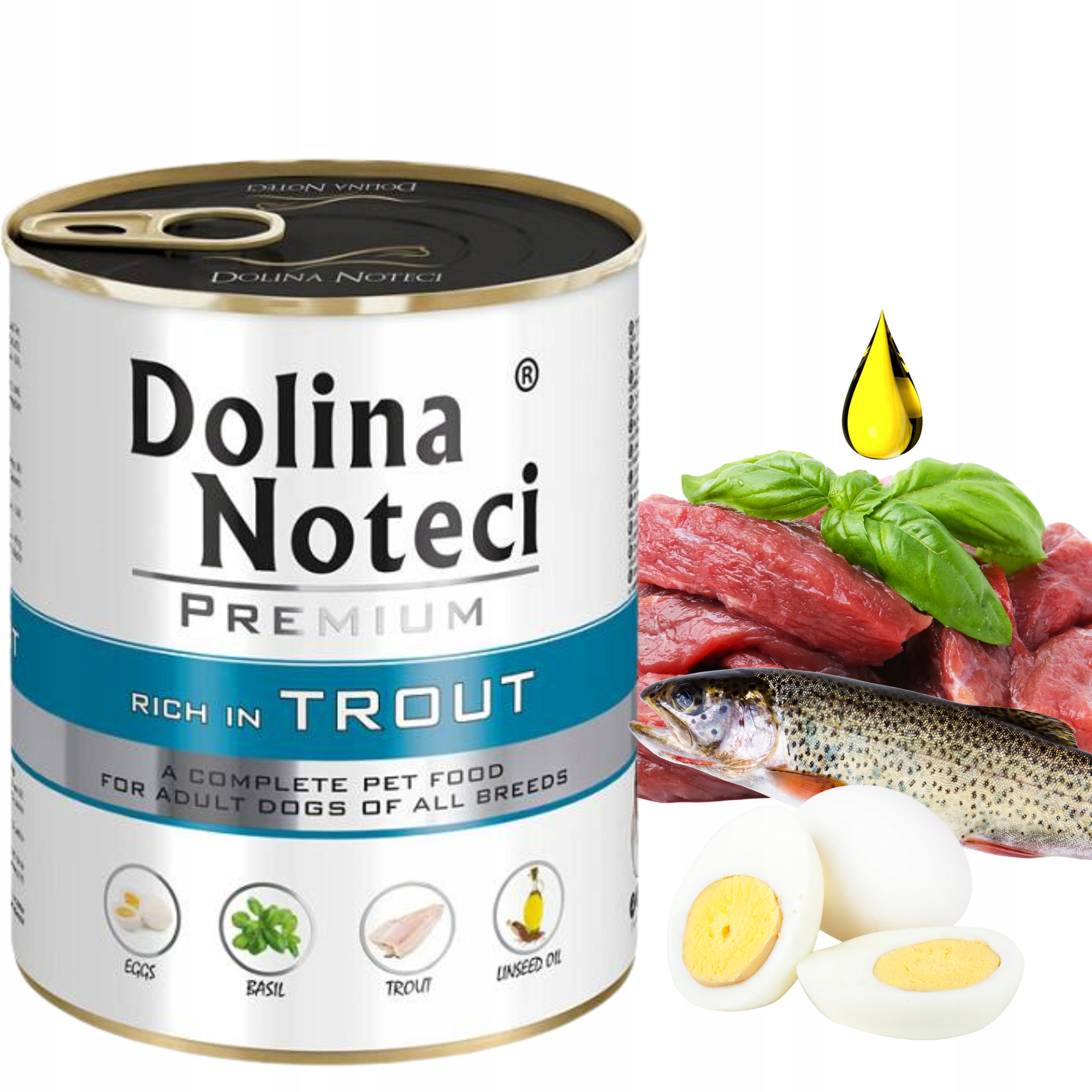 MOKRA KARMA DLA PSA Dolina noteci PSTRĄG 800G PUSZKA