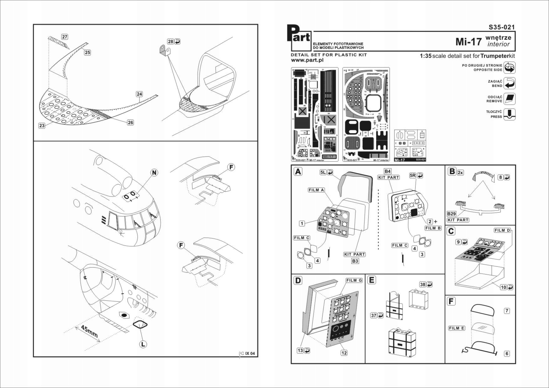 Part S35-021 1/35 Mi-17 interiér (Trumpeter)