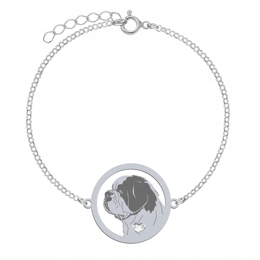 Stříbrný náramek ze Saint Bernard Dog 925 Šperky Dárek Gravírování