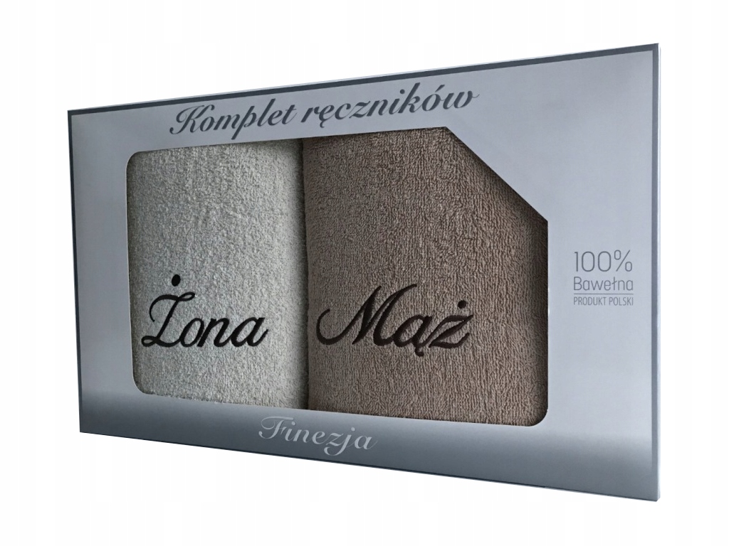 Komplet ręczników MĄŻ ŻONA 70x140 PREZENT ŚLUBNY