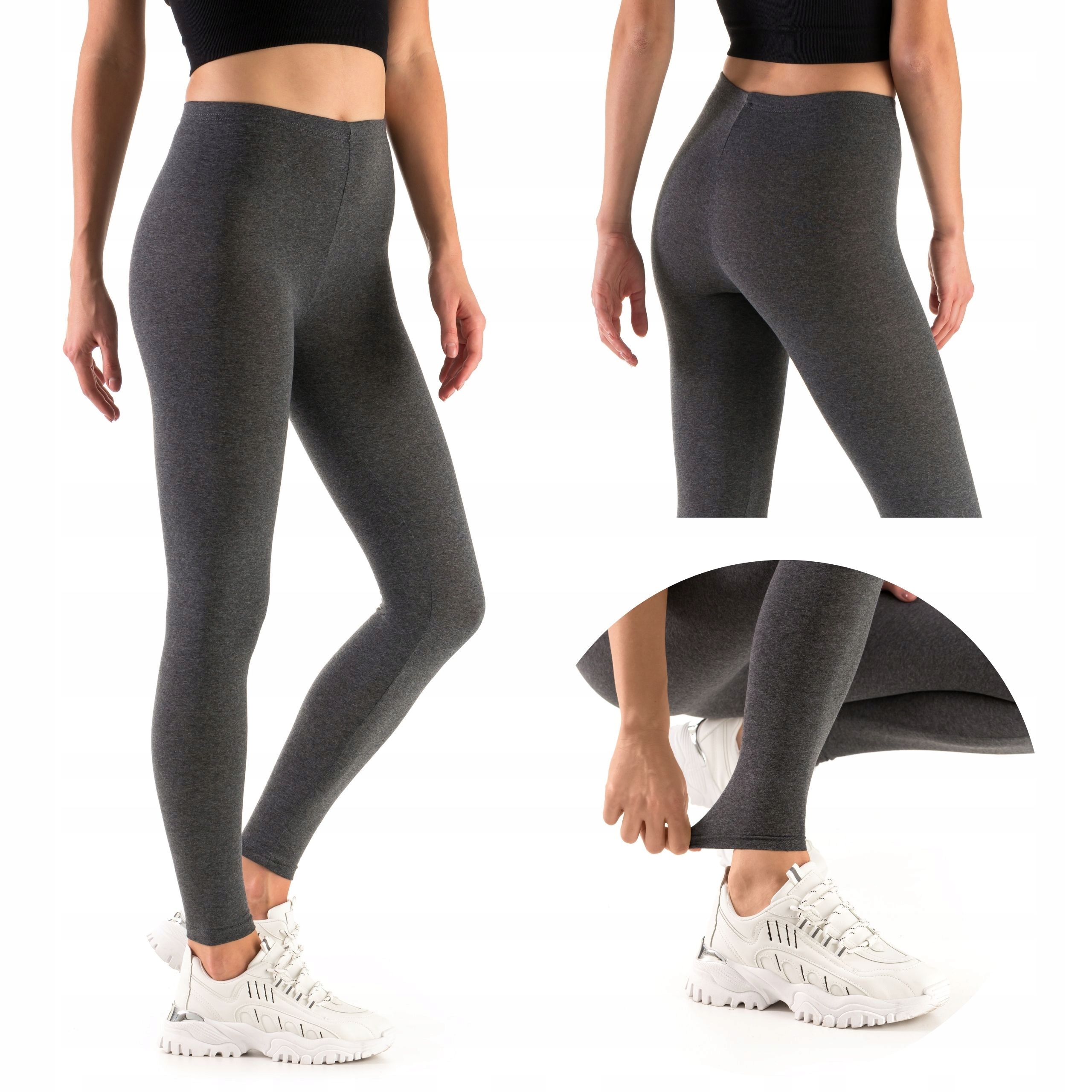 

Legginsy Damskie Bawełniane Długie Getry Grafit XL
