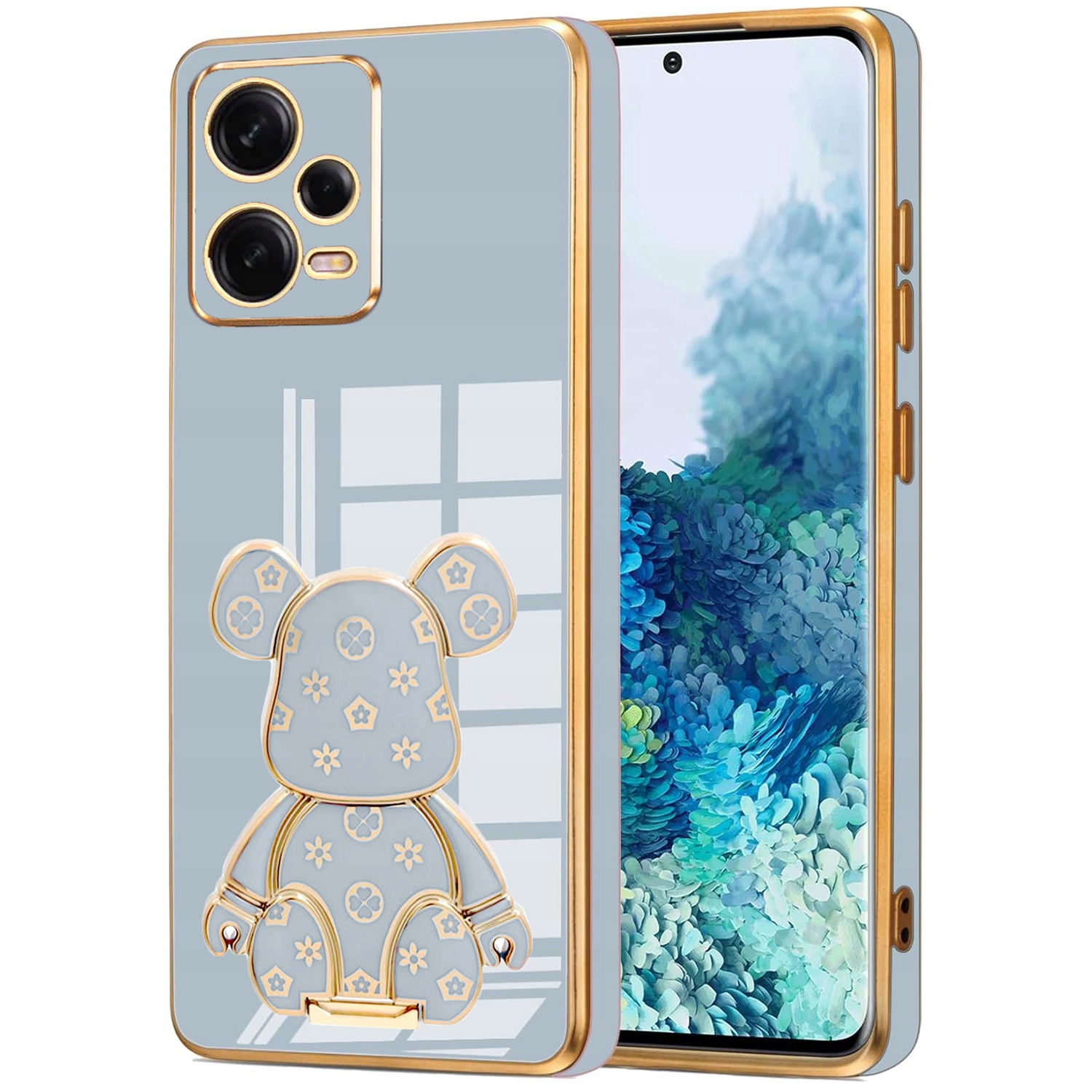 ETUI GLAMOUR DO XIAOMI REDMI NOTE 12 PRO 5G MIŚ BEAR UCHWYT SILIKON + SZKŁO