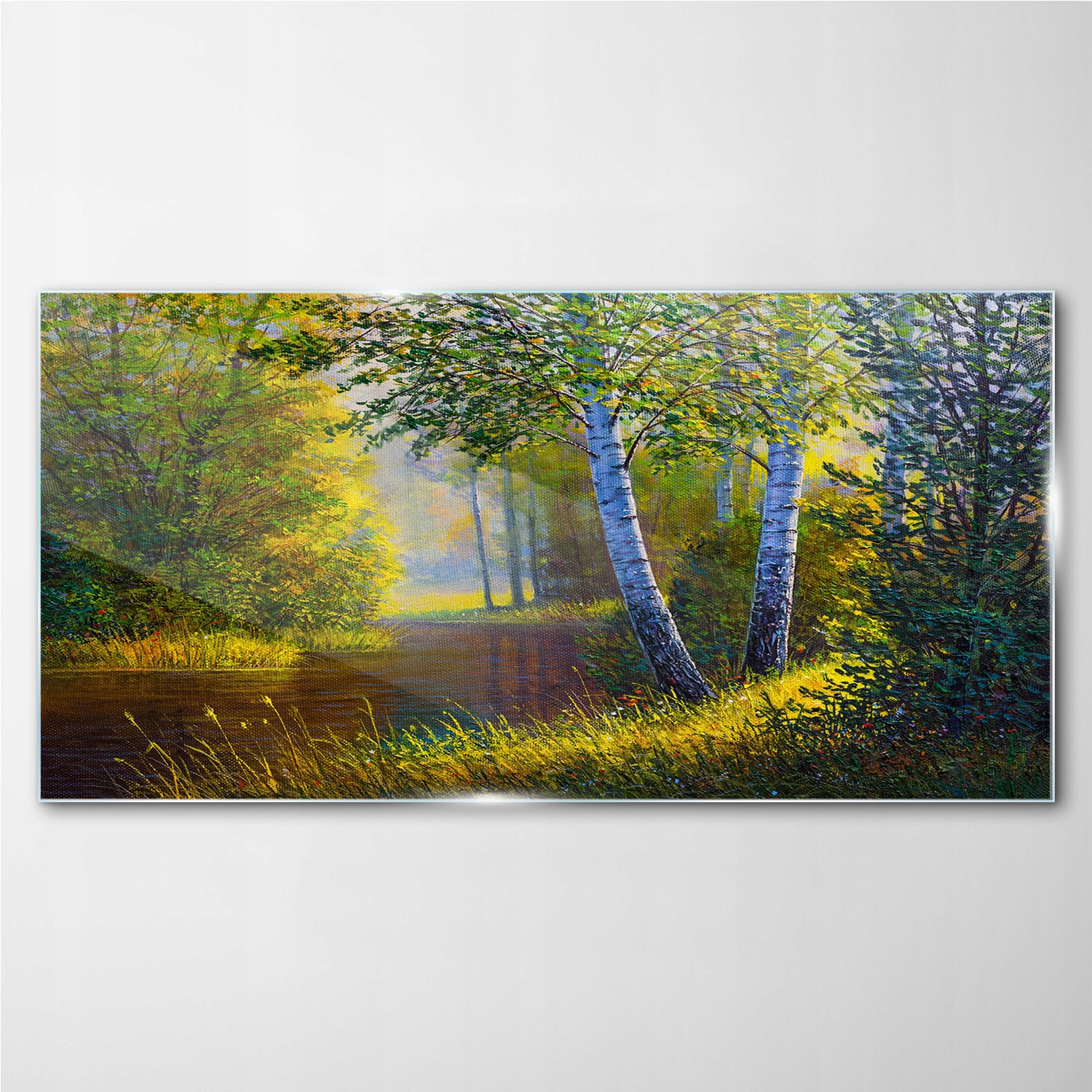 

Obraz szklany Las kwiaty rzeka przyroda 140x70 cm