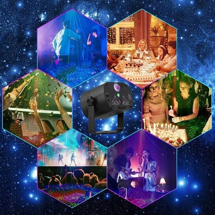 PROJEKTOR OŚWIETLENIE IMPREZOWE ŚWIATŁO DYSKOTEKOWE DLA DJ-ÓW 60WZORAMI Waga produktu z opakowaniem jednostkowym 0.33 kg